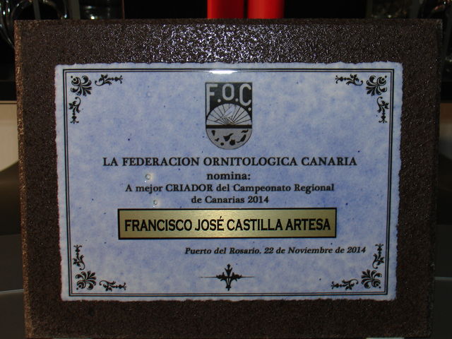 Premio al MEJOR criador del campeonato.